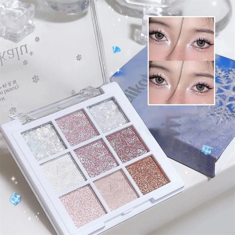 9Colors Glitter Eyeshadow Palette Pearlescent Earth Eye Shadow