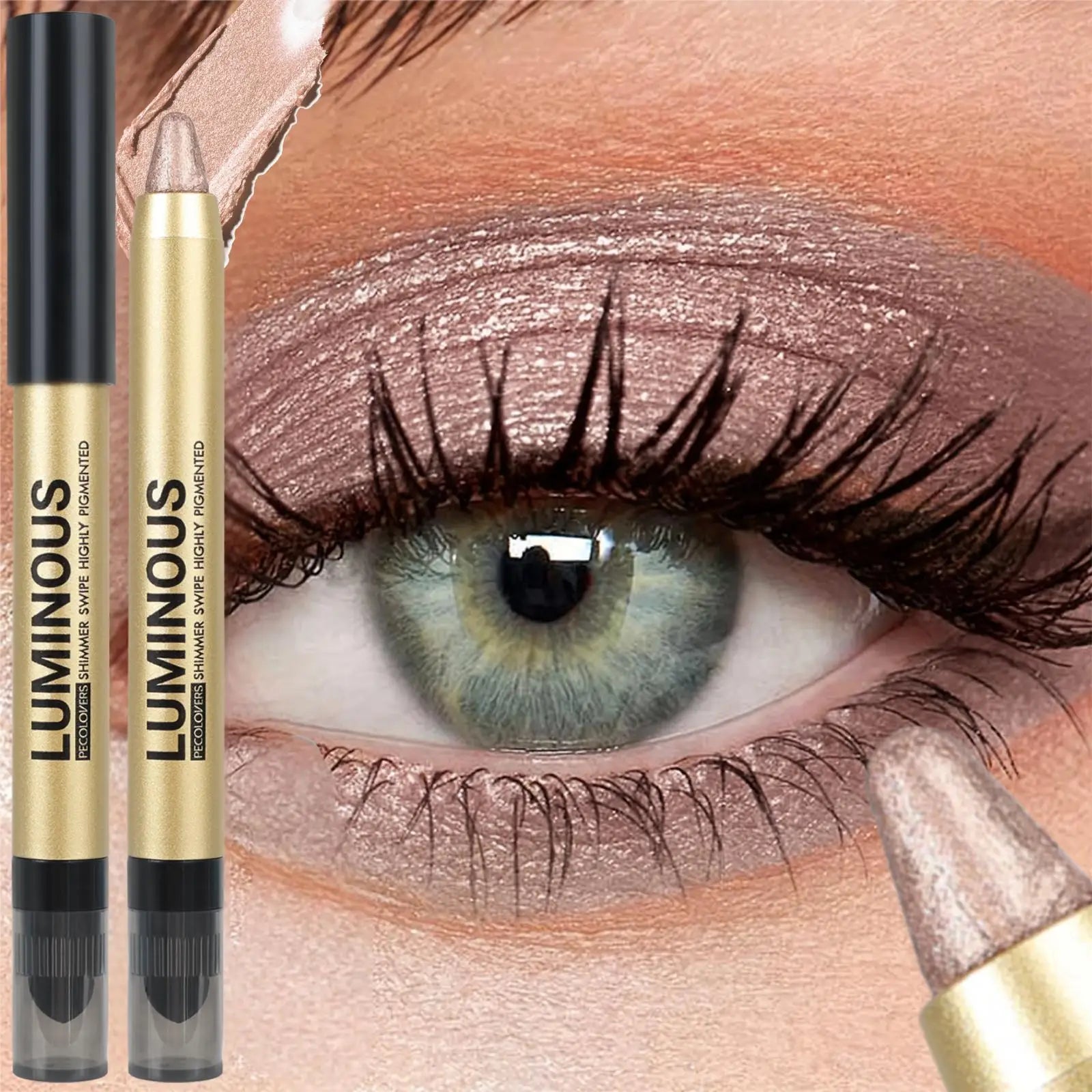 1PC Anti-smudge, Glitter and Matte Finish for Beginners, Vibrant Metallic, Silky, Double Headed Eye Shadow Stick for Bold Look Zpaxo