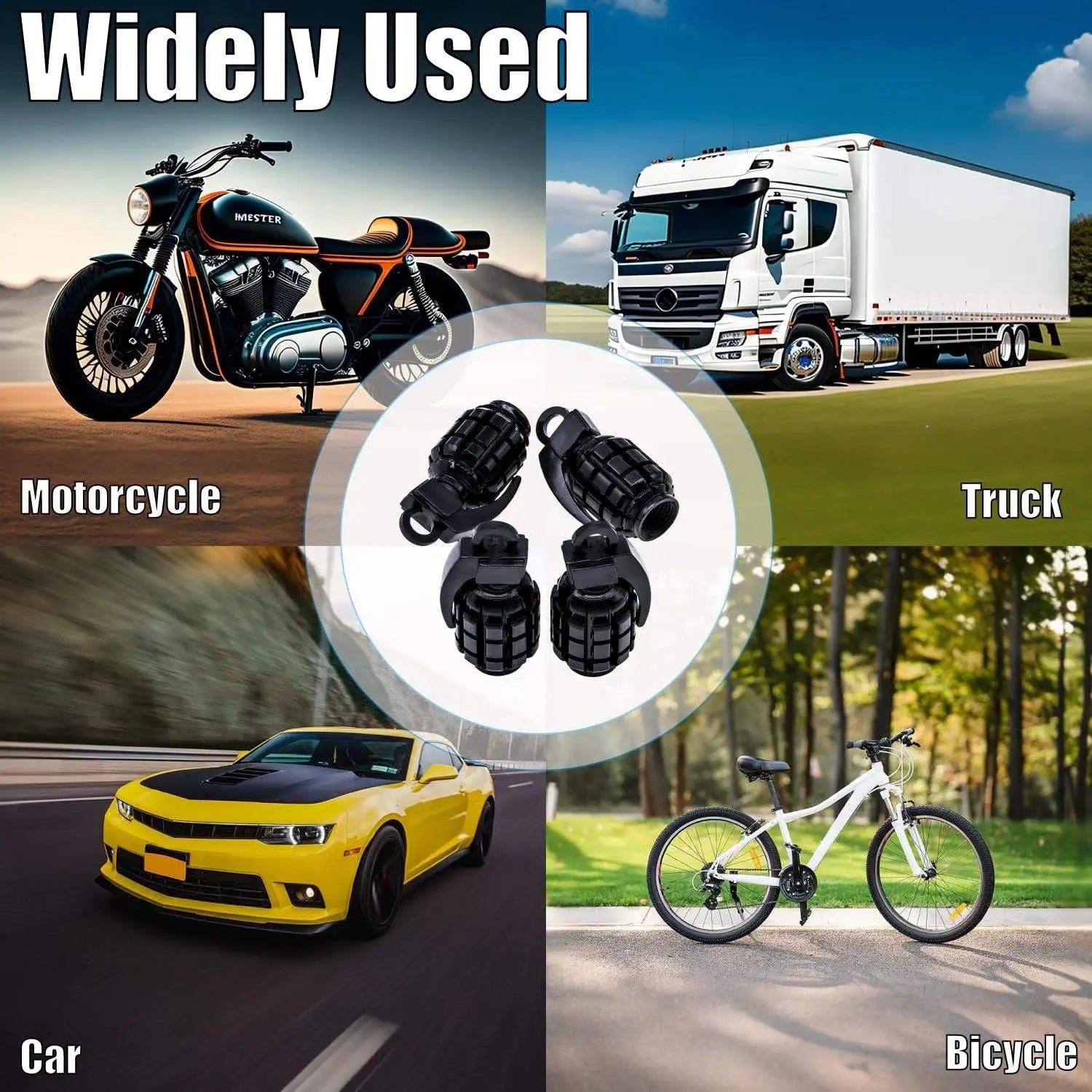 Grenade Aluminum Tire Valve Caps – Car, Bike & Motorcycle
