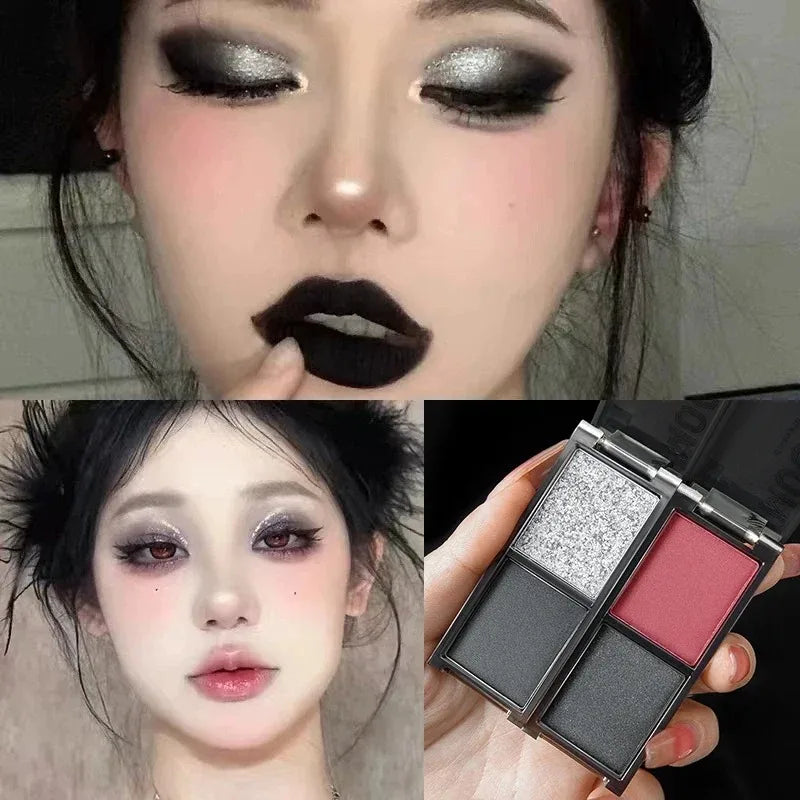 Two-color Black Red Eyeshadow Palette Multifunctional Makeup Silky