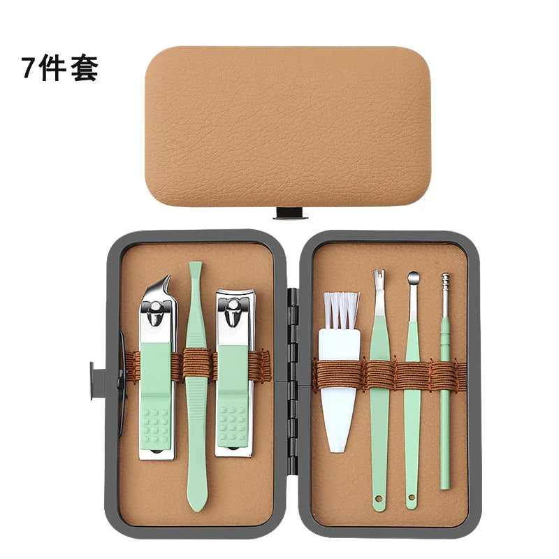 Nail clipper set 7/16/24 pieces stainless steel nail clippers, pedicures, nail art, toe clippers, nail tools Zpaxo green 7 pcs