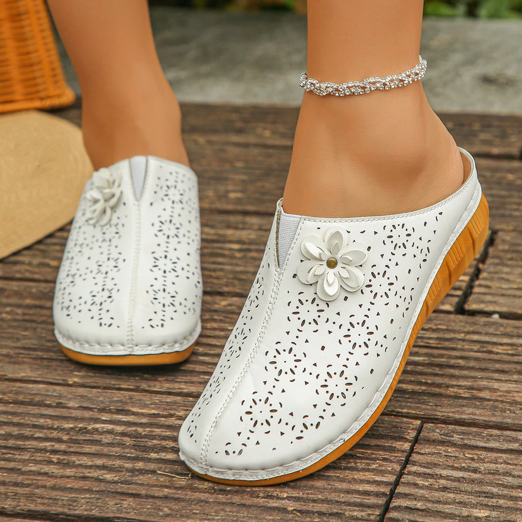 Women Sandals Breathable Hollow Out Mule Slippers Summer Retro Closed Zpaxo