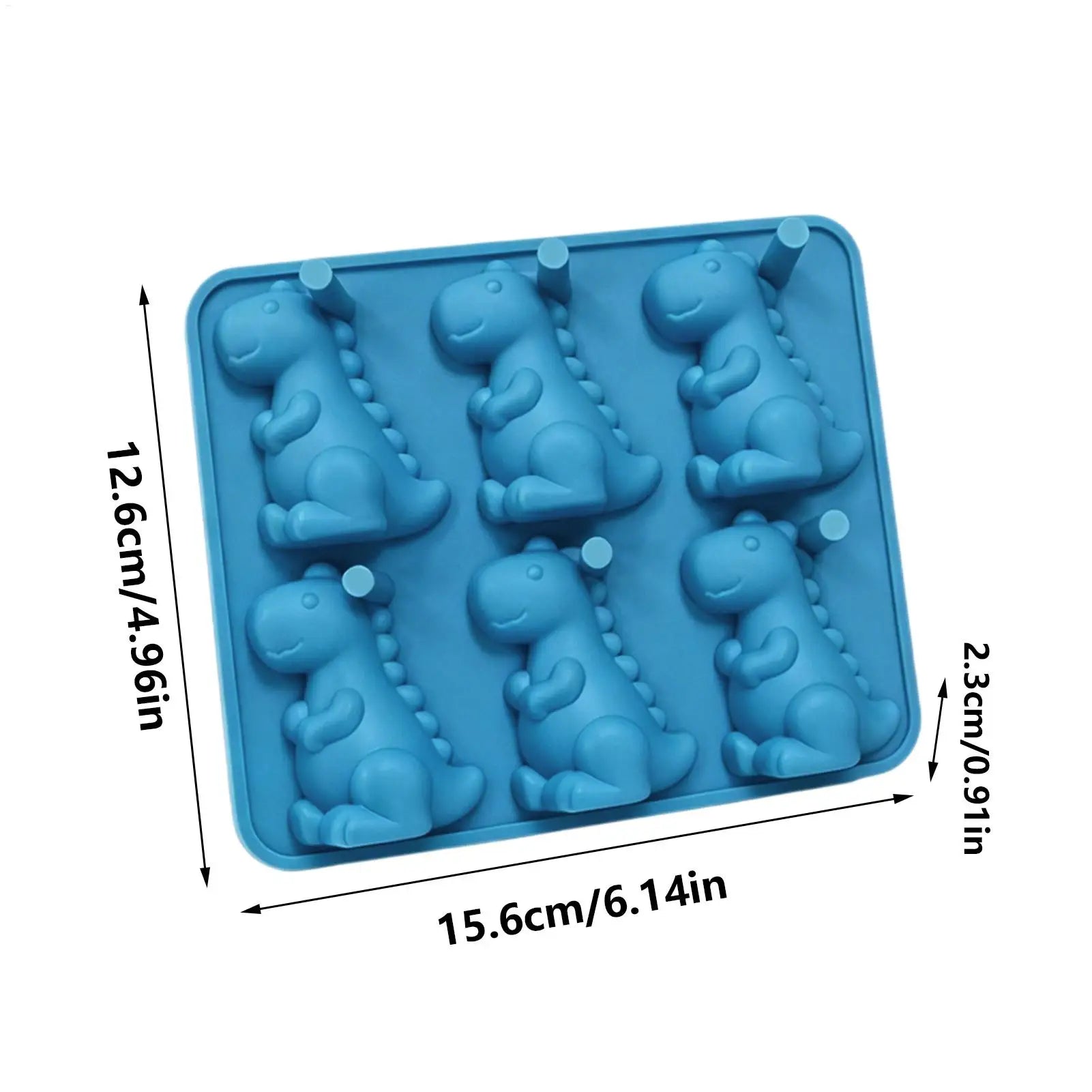 Dinosaur Ice Cube Tray 6 Cavity Easy Release Silicone Mold Large