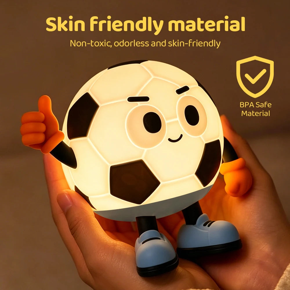 RGB Silicone Soccer Night Light Rechargeable Night Lights With 7 Colors Timer Function Dimmable LED Light For Room Decor Zpaxo