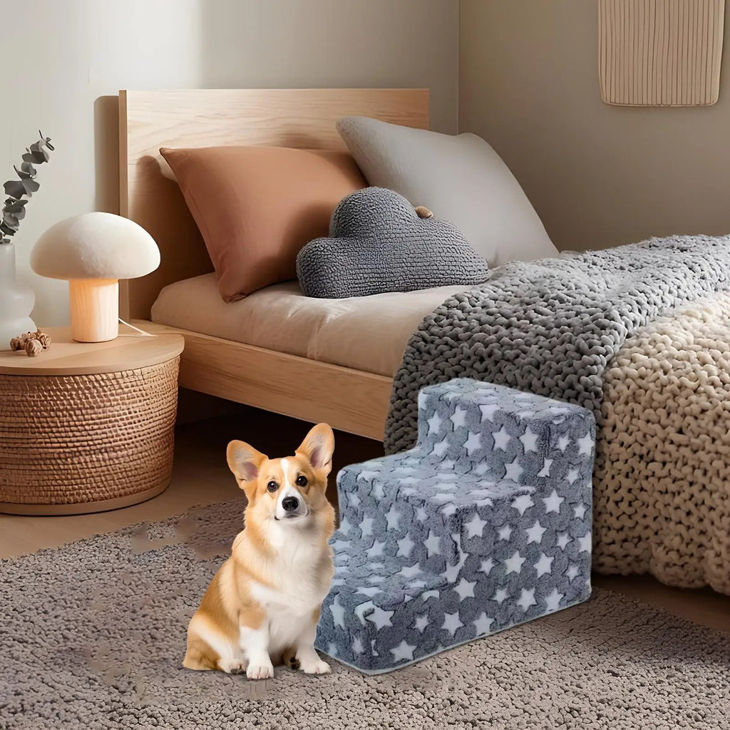 3 Steps Climb Stairs Small Dog Cat Ramp Ladder Anti-slip Detachable