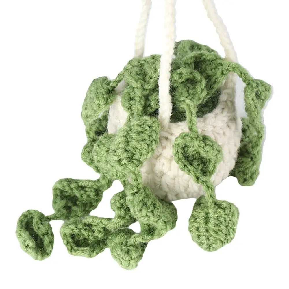Mirror Hanging Car Ornament Plant Crochet Pendant Potted Plants Basket Zpaxo