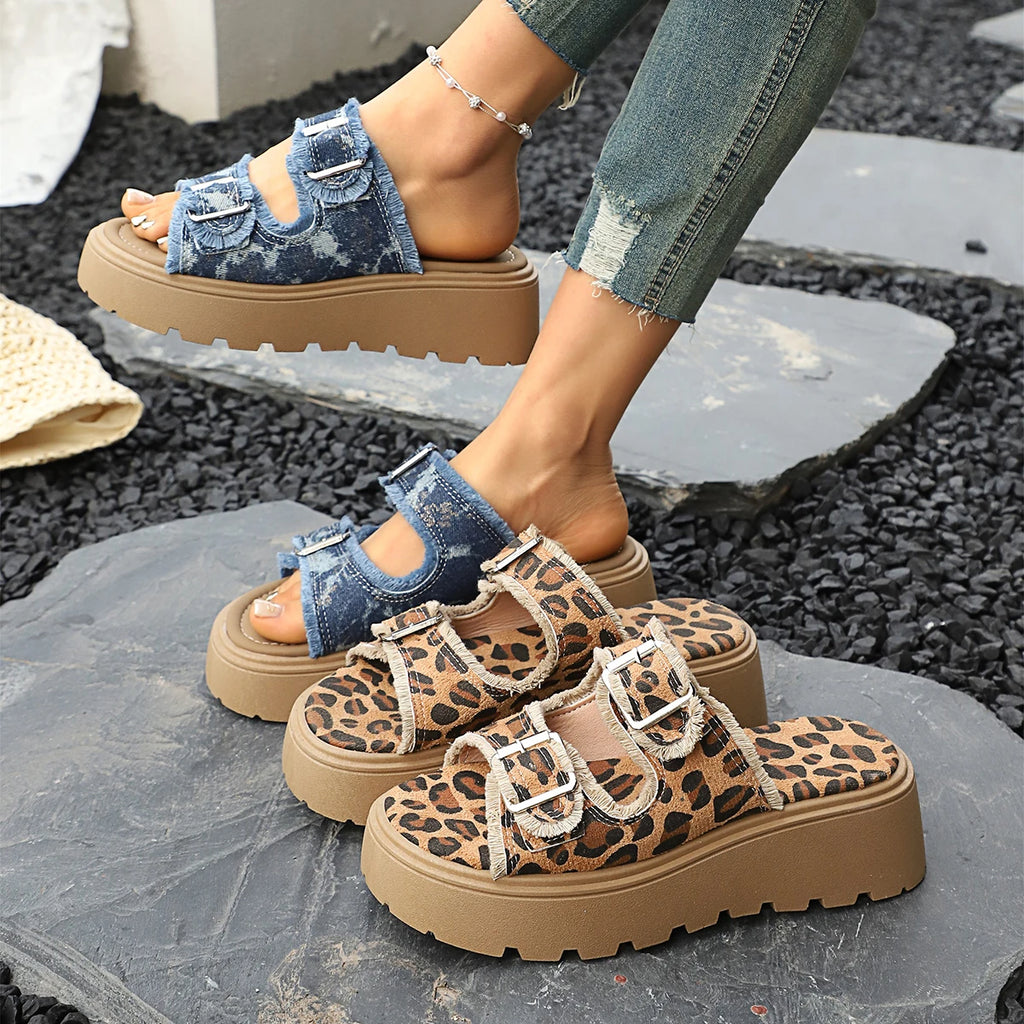 Women Slippers Platform Slides Summer Gladiator Beach Flat Walking