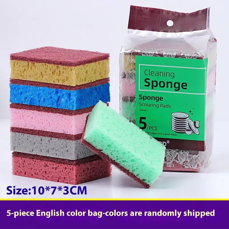 5PCS/10PCS Kitchen Stain Removal Sponge Clean Cotton Dishwashing Sponge Wipes Bathroom Cleaning Utensils High Density Sponge Zpaxo 5PCS