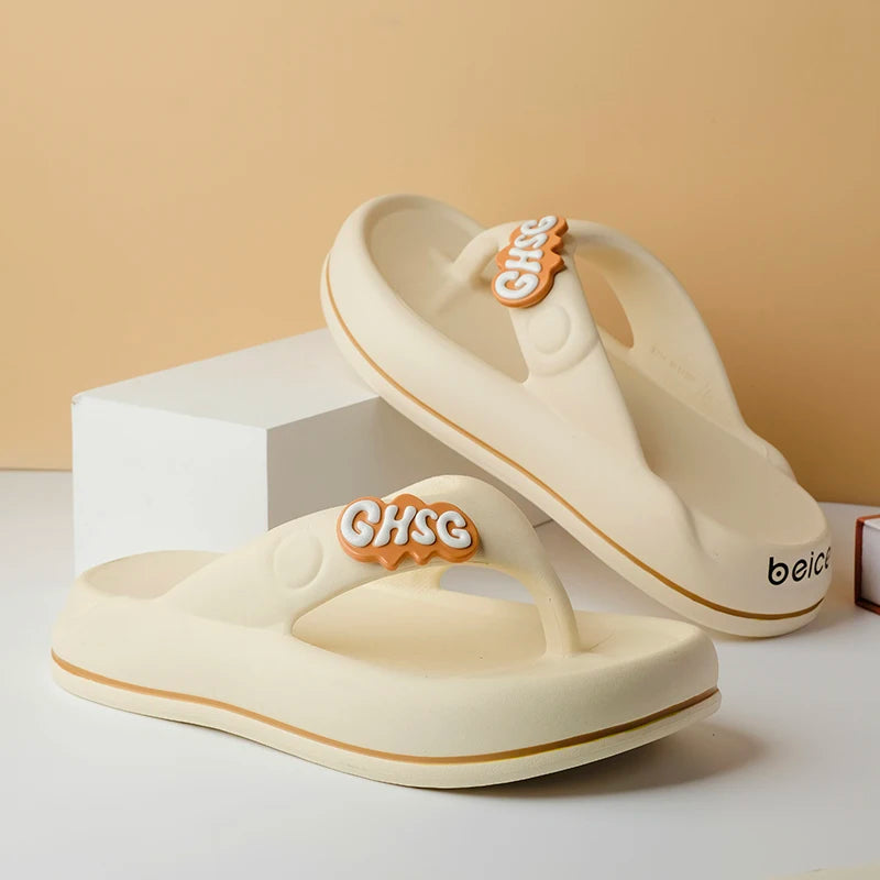 Solid Non-slip Leisure Couple Slippers Women Summer Beach Outdoor