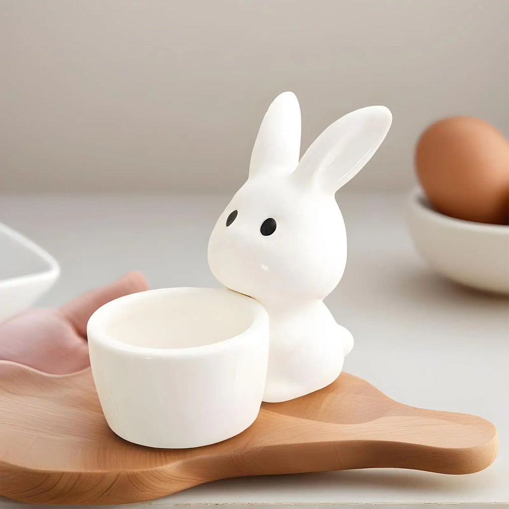 Bunny Candleholder White Cute Easter Egg Stand Decor Banquet