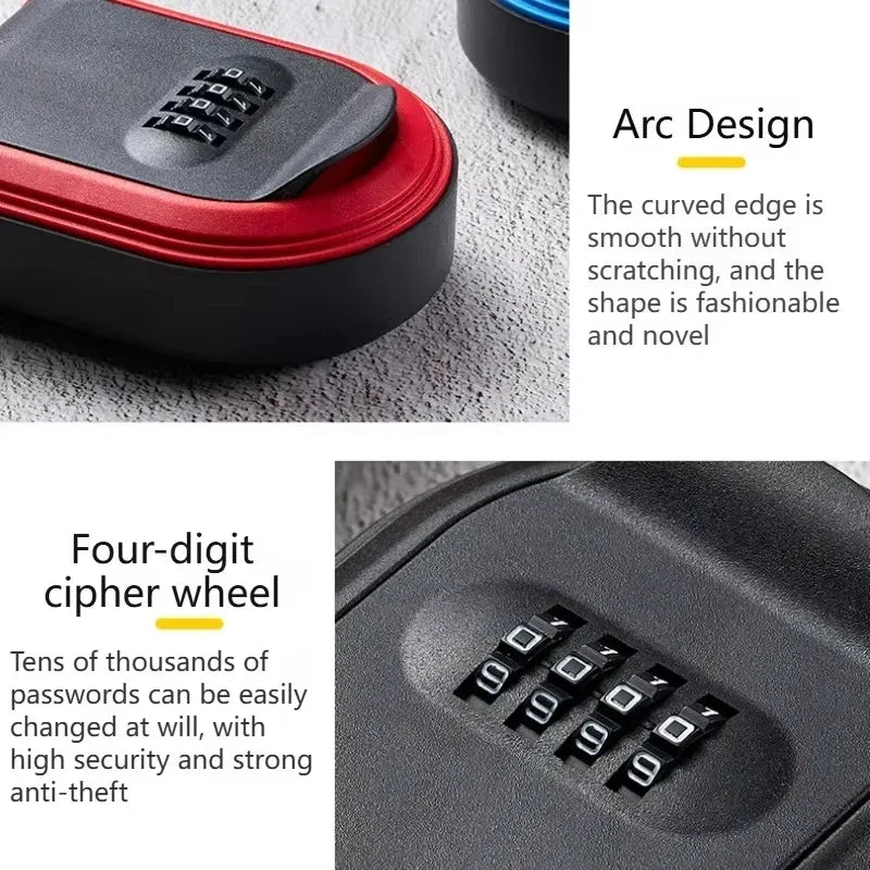 Wall Mount Key Lock Box 4 Digit Password Code Security No Home Office Zpaxo