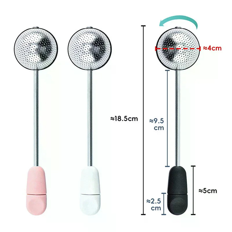 Portable Outdoor 304 Stainless Steel Rotating Tea Infuser With Tea Ball, Tea Strainer, And Filter Mesh; Coffee Grounds Filter Zpaxo