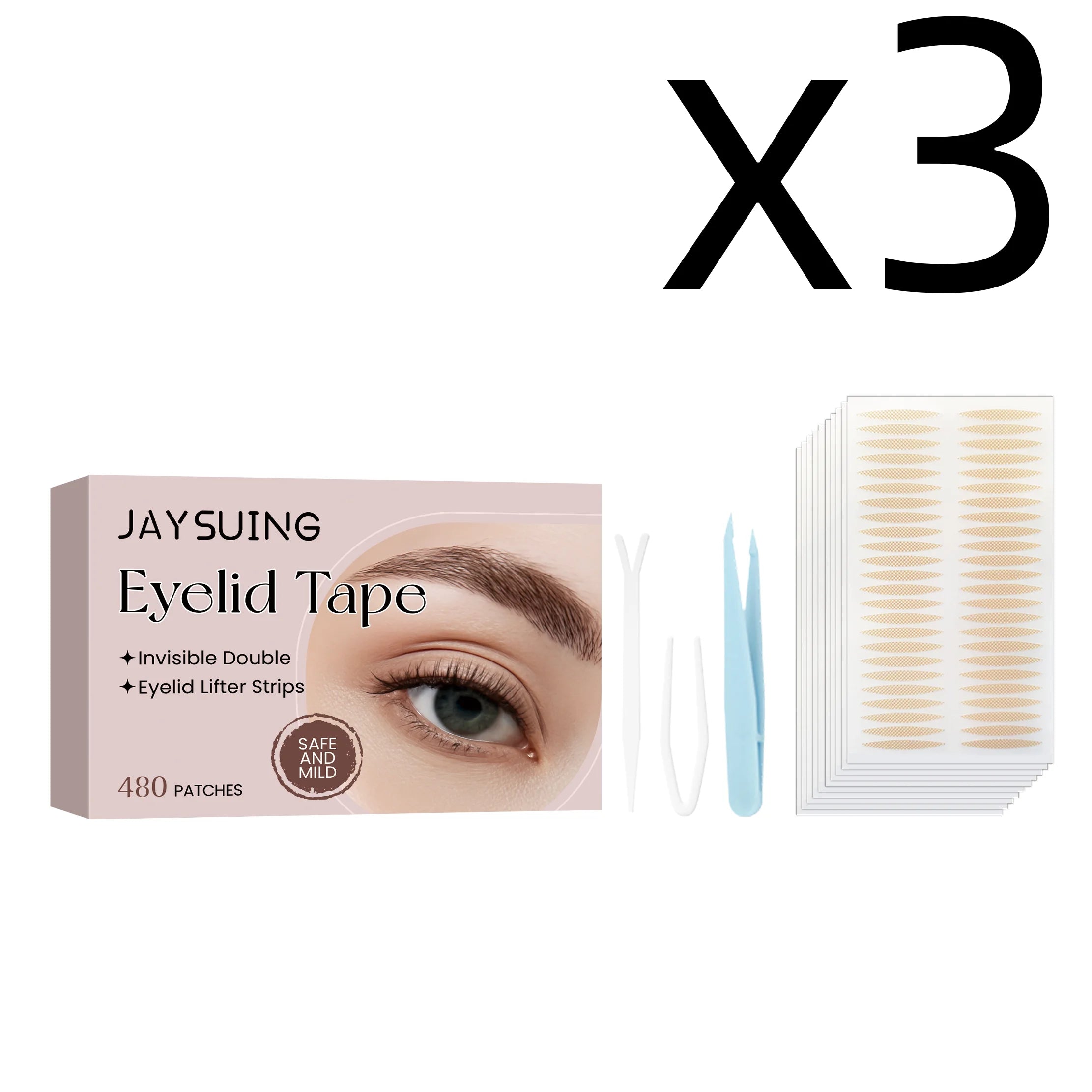 480pcs Invisible Eyelid Tape – Instant Eye Lift Strips Eyelid Lift Tape Zpaxo 3Set