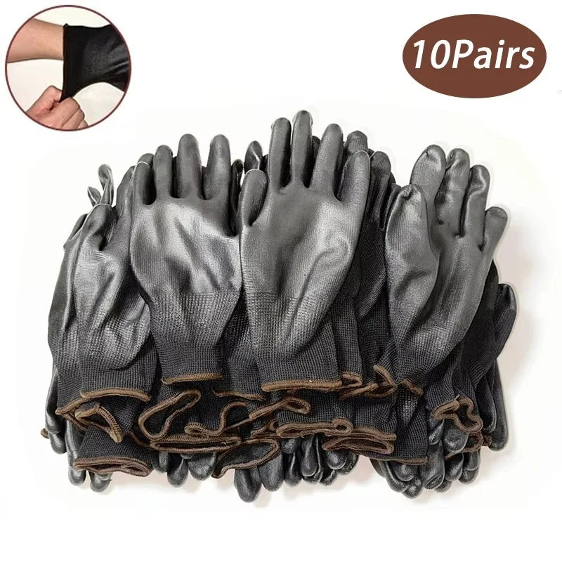10 Pairs Durable Safety PU Gloves Anti-slip Wear-resistant ESD Zpaxo