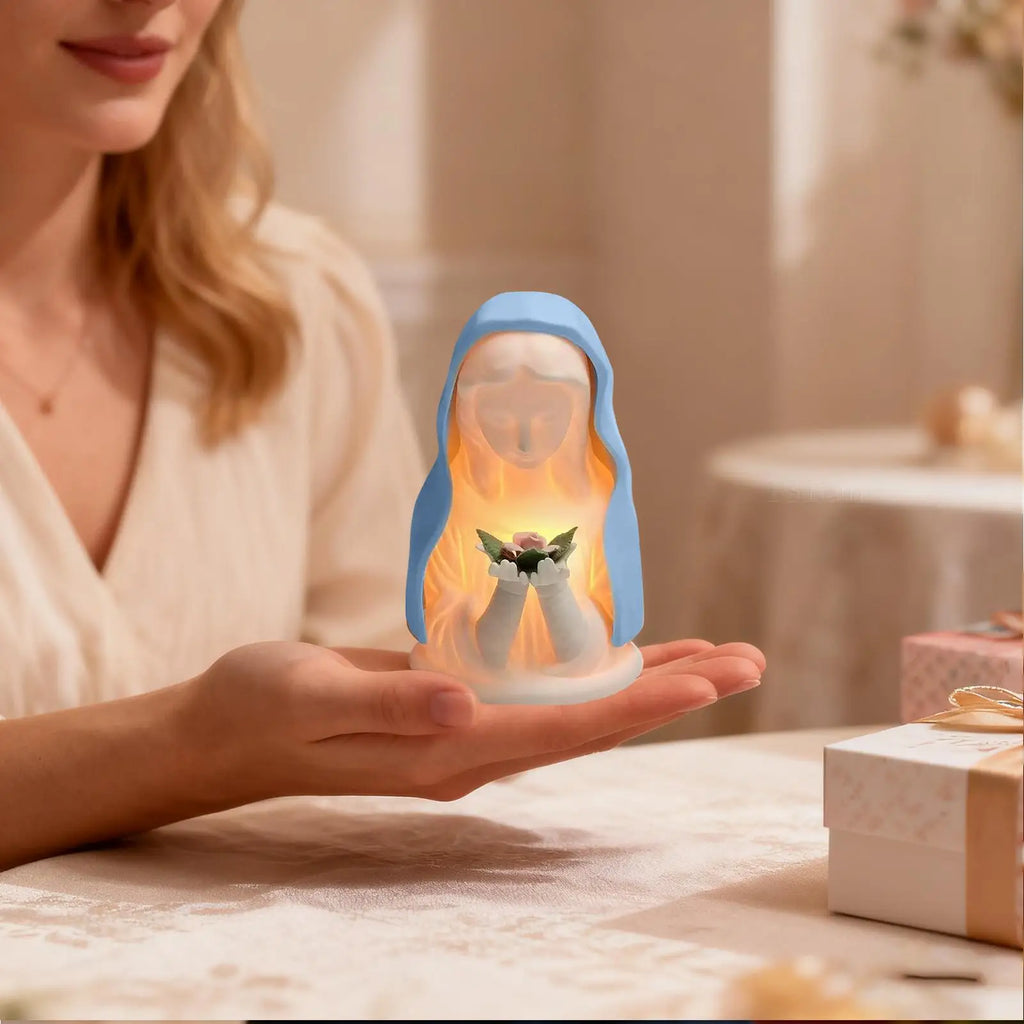 Blessed Mother Mary Night Light Plug Warm White LED Religious Decor