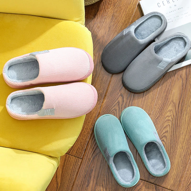 Winter Warm Fur Slippers Men Women Couples House Non-slip Soft Shoes