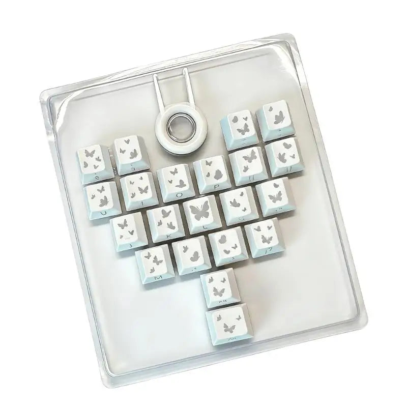 652F Butterfly Heart Keycaps Height PBT 21 Keys Gaming Office Zpaxo