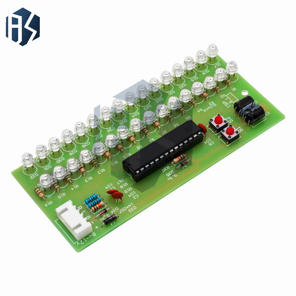 16-Segment MCU-Controlled VU Meter: Dual-Channel LED Audio Indicator – Adjustable Sensitivity, Green Backlight (8-12V) Zpaxo