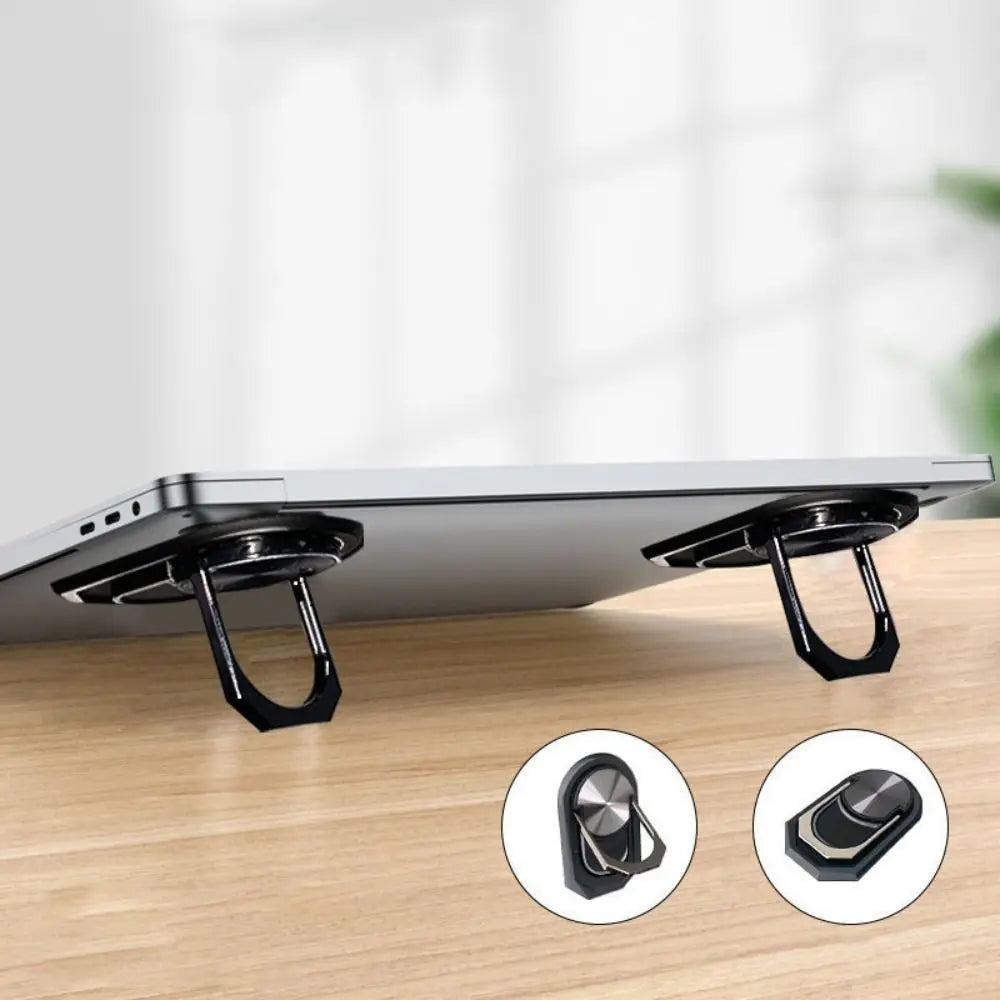 Self-Adhesive Mini Foldable Laptop Stand Invisible Adjustable Invisible Notebook Holders Metal Portable Zpaxo black-1pc
