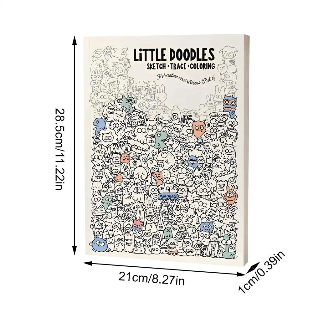 Doodle Art Coloring Book 30 Pages Digital Line Tracing Aesthetic Cute