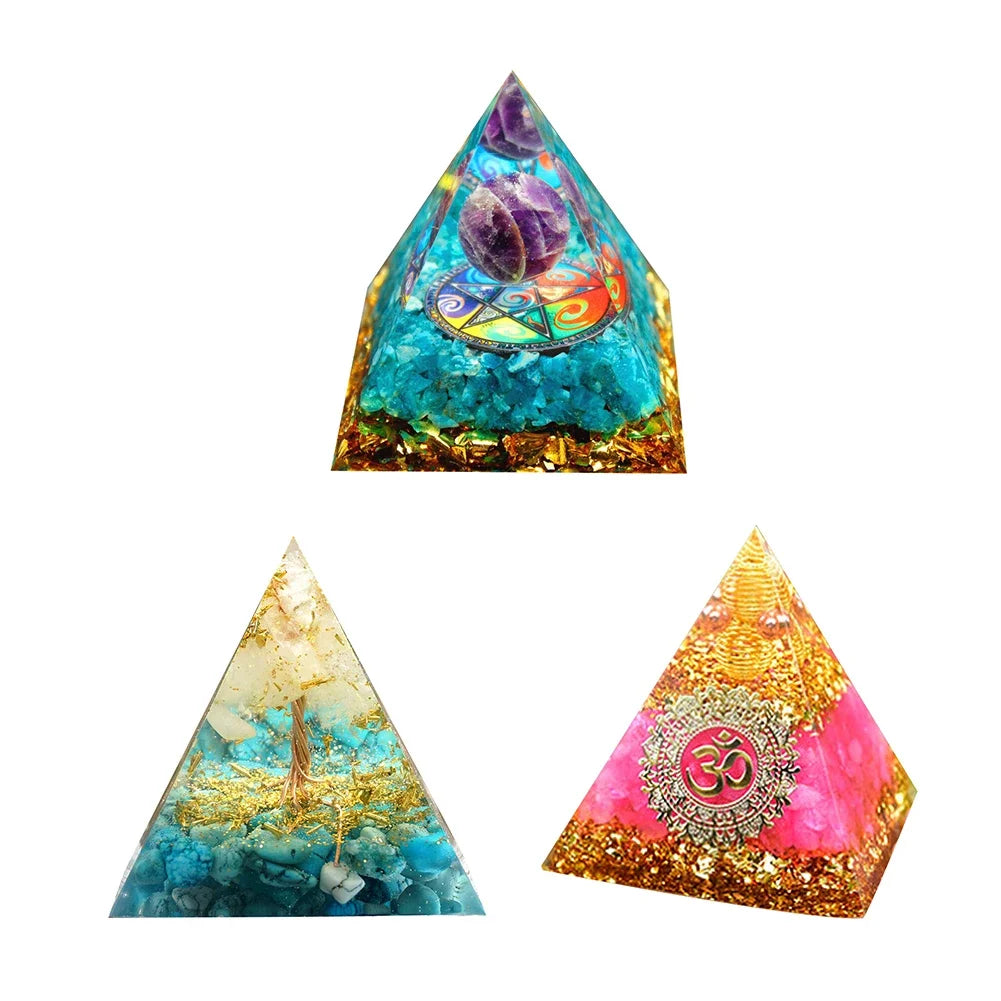 Handmade Orgone Pyramid Natural Crystal Reiki Chakra Orgonite Energy
