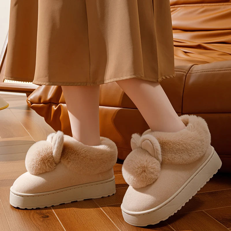 Fashion Fur Slippers Women Men Winter Warm Ankles Cozy Furry Slides