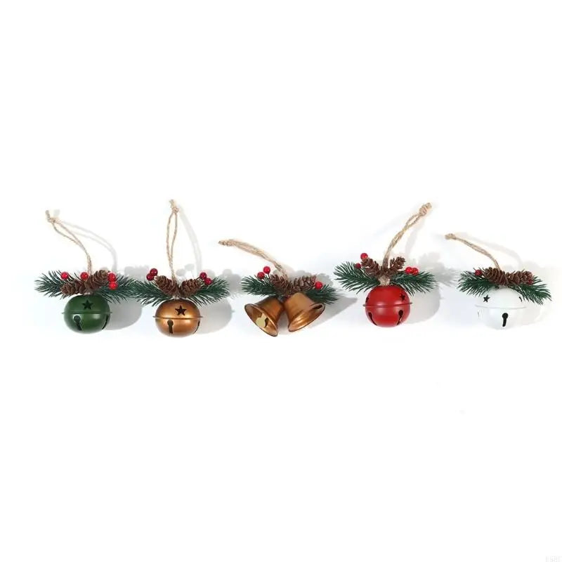 Christmas Bells Decorations 5 Metal Hanging Ornament Indoor Outdoor