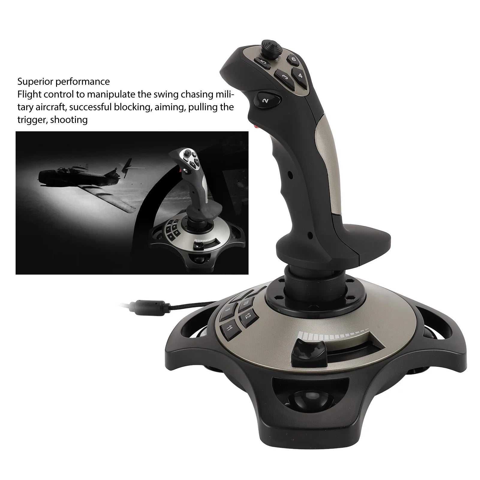 Flight Joystick Vibration Function Ergonomic Grip Professional