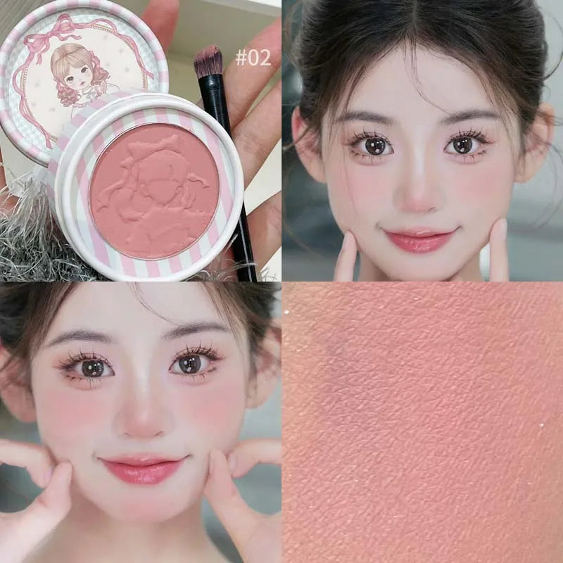 Monochrome Blush Palette Embossed Peach Milk Pink Cream Natural Cheek Zpaxo 02