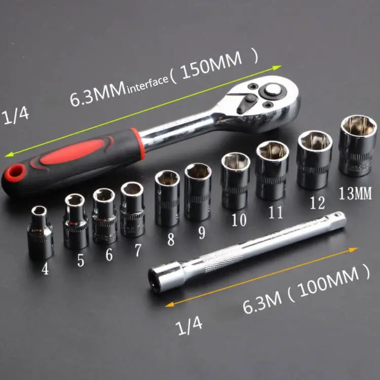 12 Pcs Set Wrench Socket Set Motorcycle Bicycle Repairing Tool Hardware Car Boat Auto Repair Tools Bike Multitool Bike Tool Kit Zpaxo