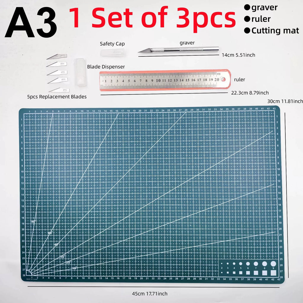 A3/A4/A5 Single-Sided Craft Cutting Mat Cutting Board Kit With Carving Knife Ruler For Artist Carving Tools Handmade Crafts DIY Zpaxo