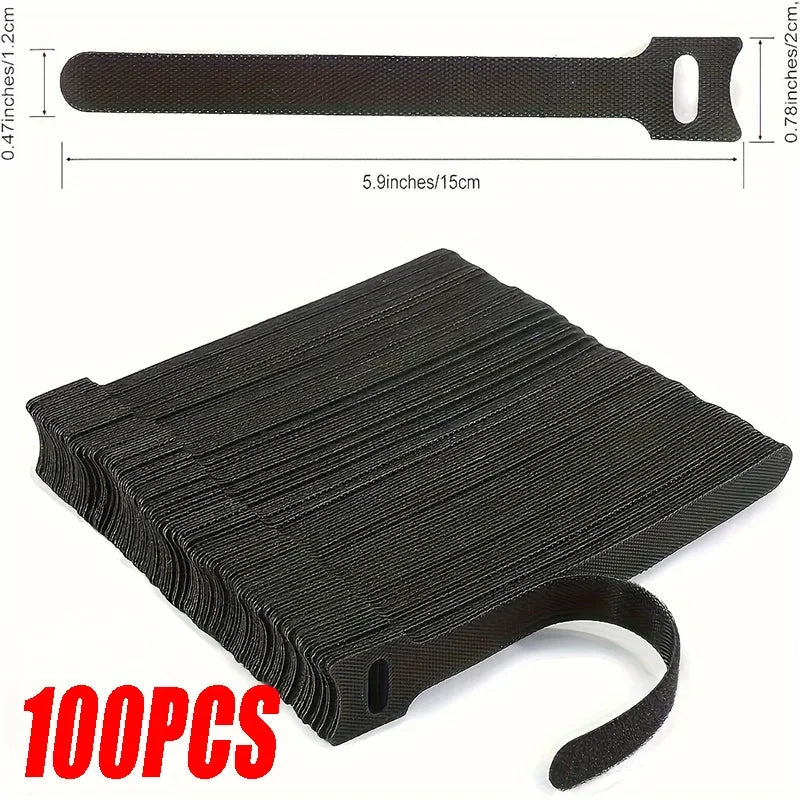 Nylon Cable Organizer Ties Releasable Mouse Earphones Wire Management Cable Ties Reusable Loop Hoop Tape Straps Tie Zpaxo 100PCS