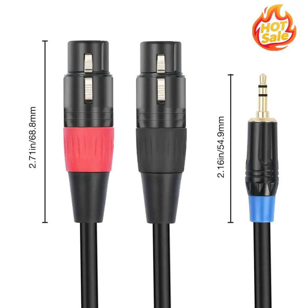 3.5mm 1/8inch Jack To 2 XLR 3Pin Cable Adapter 3.5mm To Dual XLR Breakout Y Splitter Cable 3.5mm To Dual XLR Stereo Cable Zpaxo