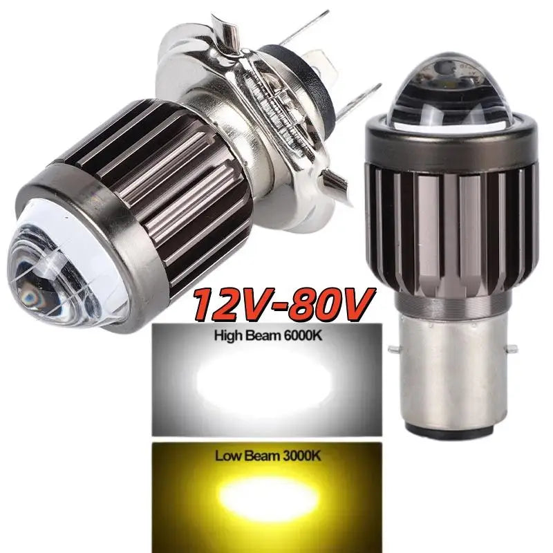 Motorcycle H4/BA20D LED Headlight Bulb – Dual Color, IP67