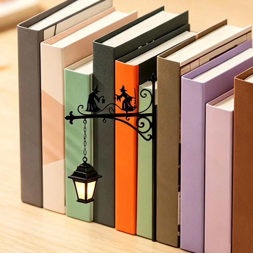 Bookshelf Lantern Halloween Witch Theme Decorative Bookcase Light