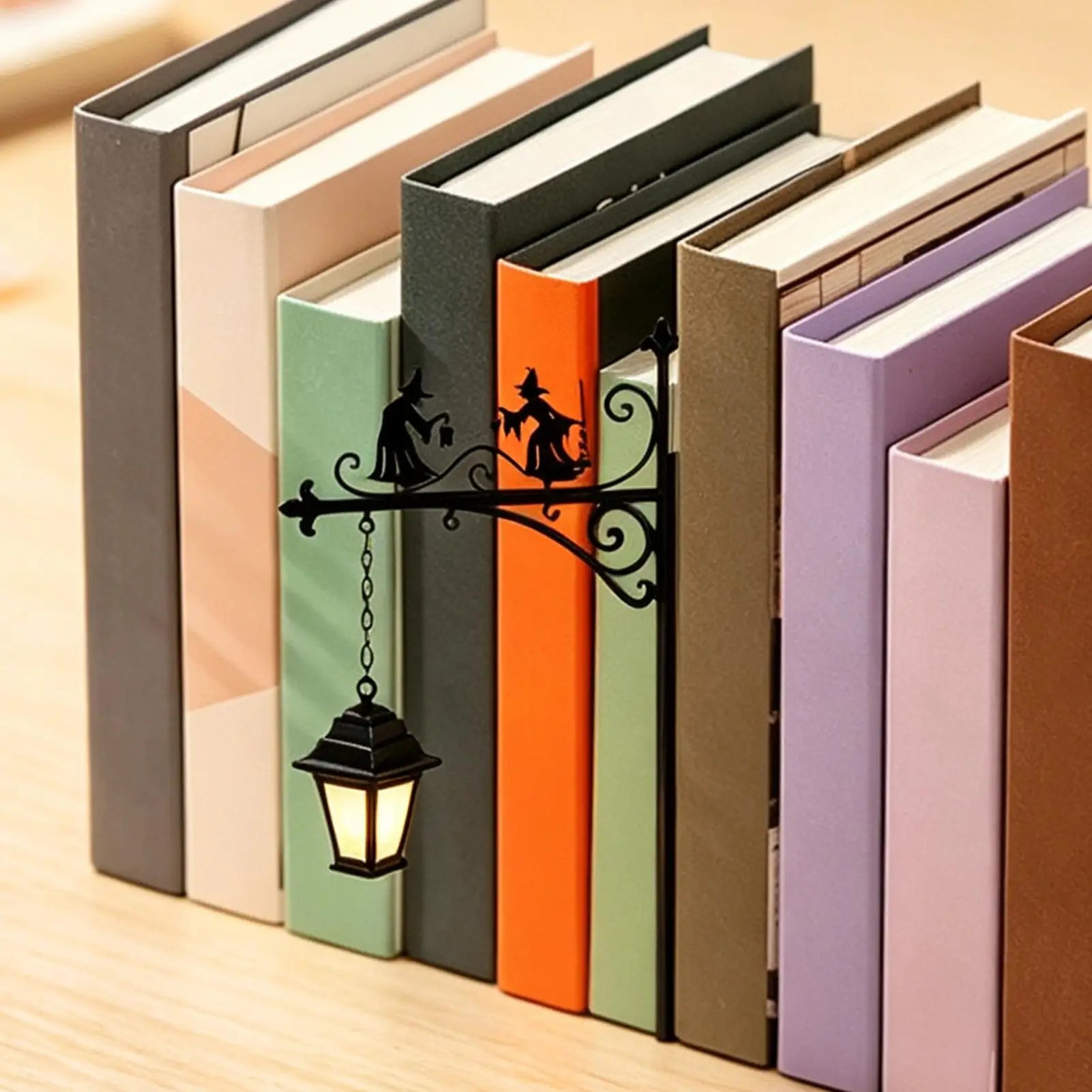 Bookshelf Lantern Halloween Witch Theme Decorative Bookcase Light
