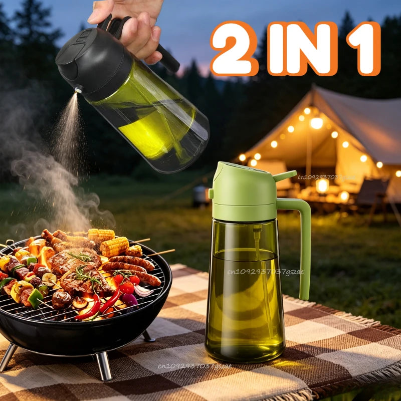 Oil Spray Bottle Oil Cruet Dispenser Kitchen Items and Accessories 500ml Oil Spray for Cooking Plastics Spray Pour Camping BBQ Zpaxo