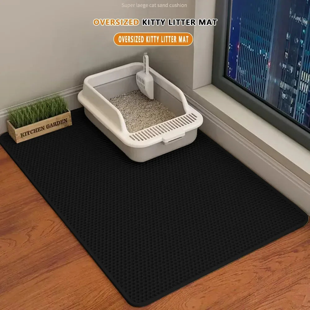 90X60CM Cat Litter Mat Waterproof Double Layer Pet Litter Box Mat Pet Toilet Cat Mat Nonslip Sand Cat Washable Mat Pet Clean Zpaxo black 30x30cm
