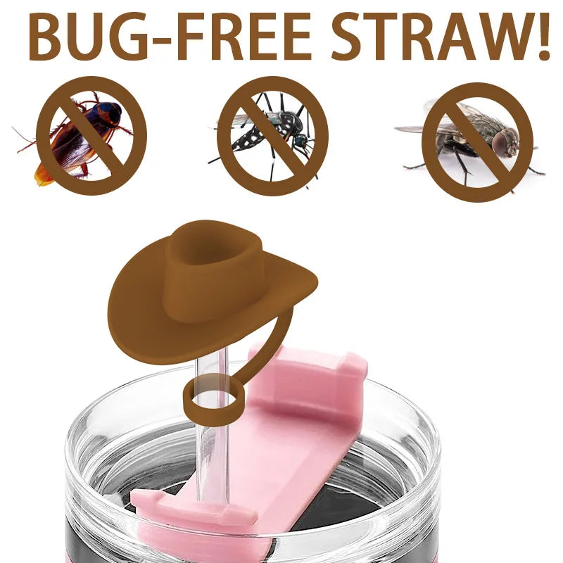4-Pack Cowboy Hat Silicone Straw Caps for Stanley 40 oz Cup