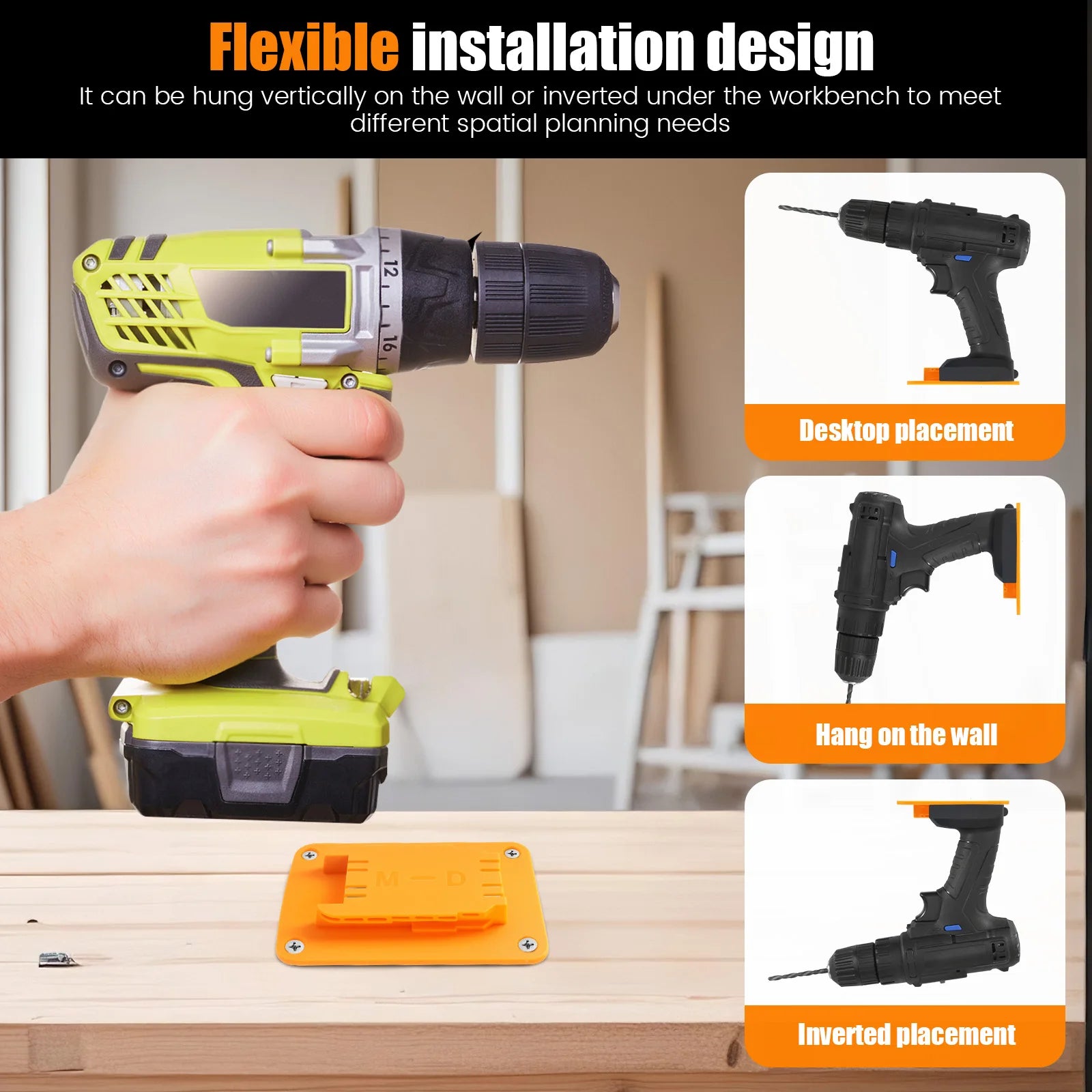 Tool Holders and Battery Mounts for Dewalt 20V and Milwaukee Tools ABS Drill and Battery Storage Rack for Garage, Workshop Zpaxo