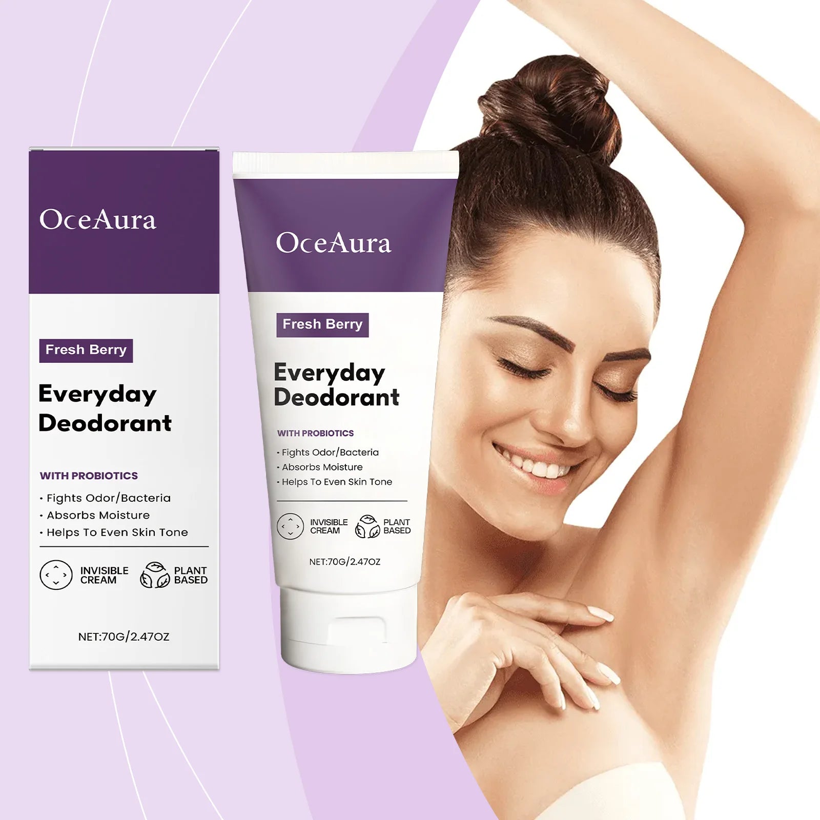 Fruity Scent Fresh Deodorant Cream, Cleans Underarm Odor, Summer Cool, Daily Body Care Cream, Nourishes & Softens Skin Zpaxo 70g boxed