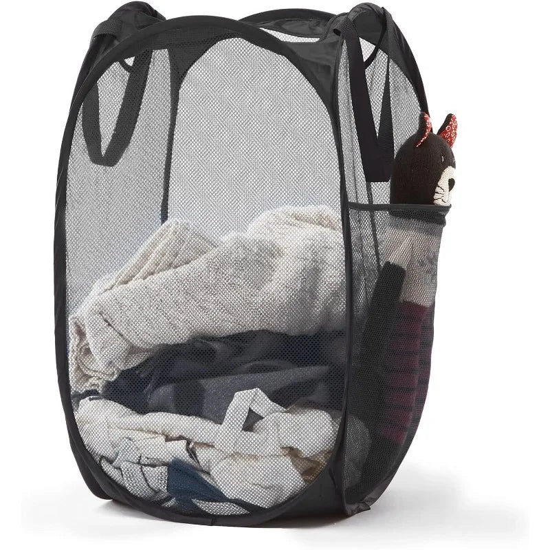 1pc Modern Design Handled Laundry Basket - Large Capacity Collapsible Storage Bin, Suitable for Living Room,Bathroom, Bedroom Zpaxo black
