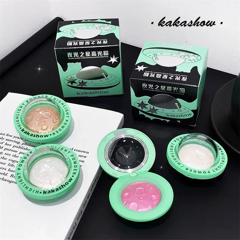 1pcs Planet Highlighter Powder Shiny Gradient High-gloss Powder Face Contour Brightening Long Lasting Highlight Glitter Makeup Zpaxo