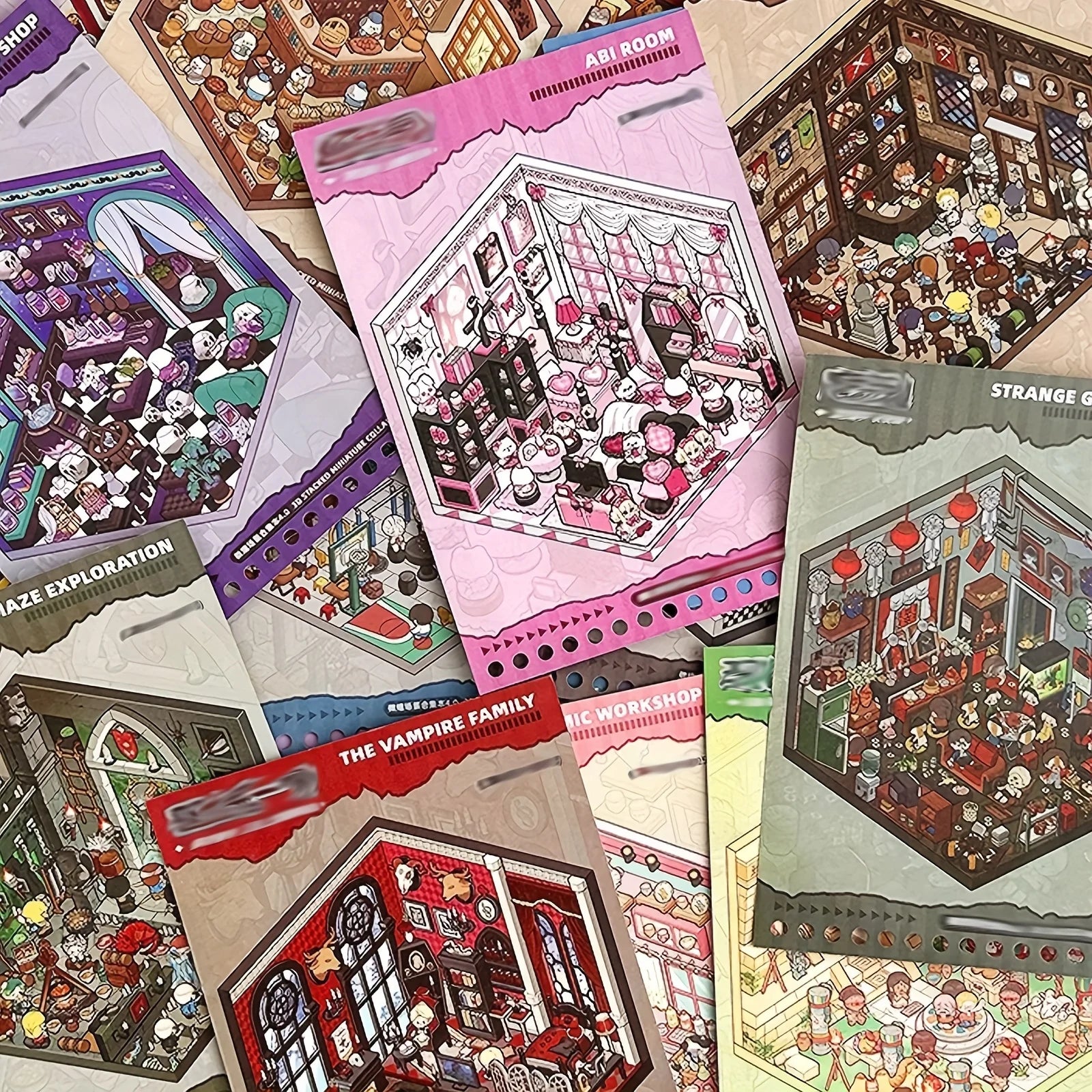 20 scene cards + 25 stickers miniature scene collection set for planning, diary and scrapbooking, micro horror scene Zpaxo