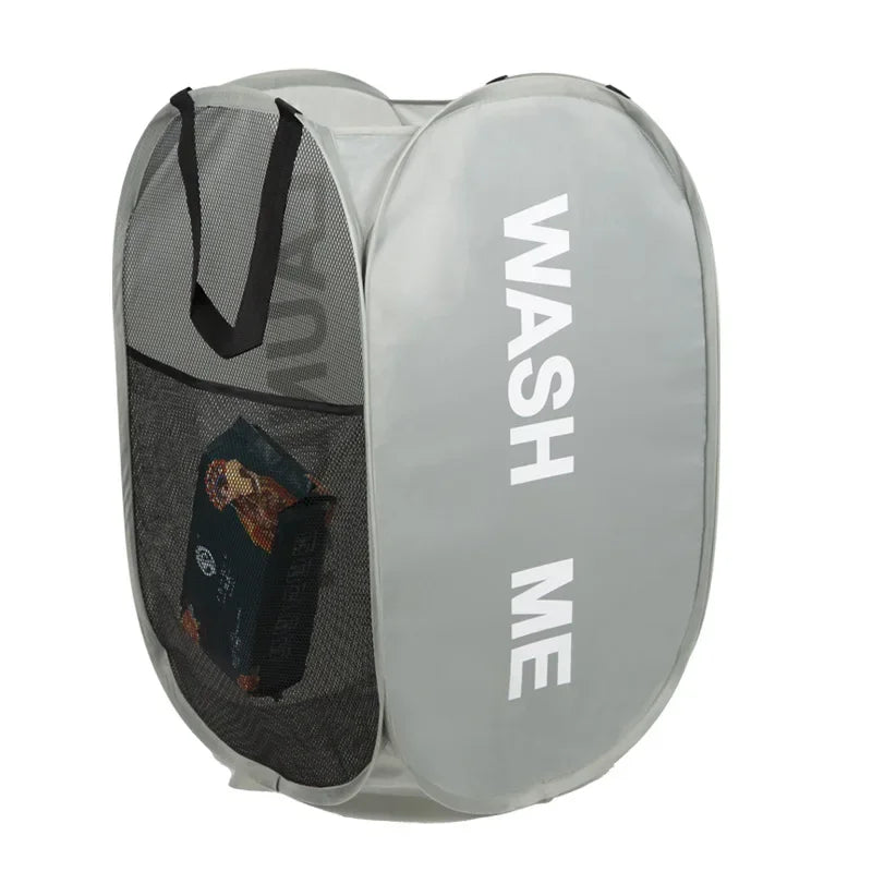 Mesh Laundry,Portable Pop Up Hamper Wide Opening,Dirty Clothes Storage box,Size 36x58cm,Dorm Travel Items Laundry Basket Zpaxo Gray D36cmxH58cm