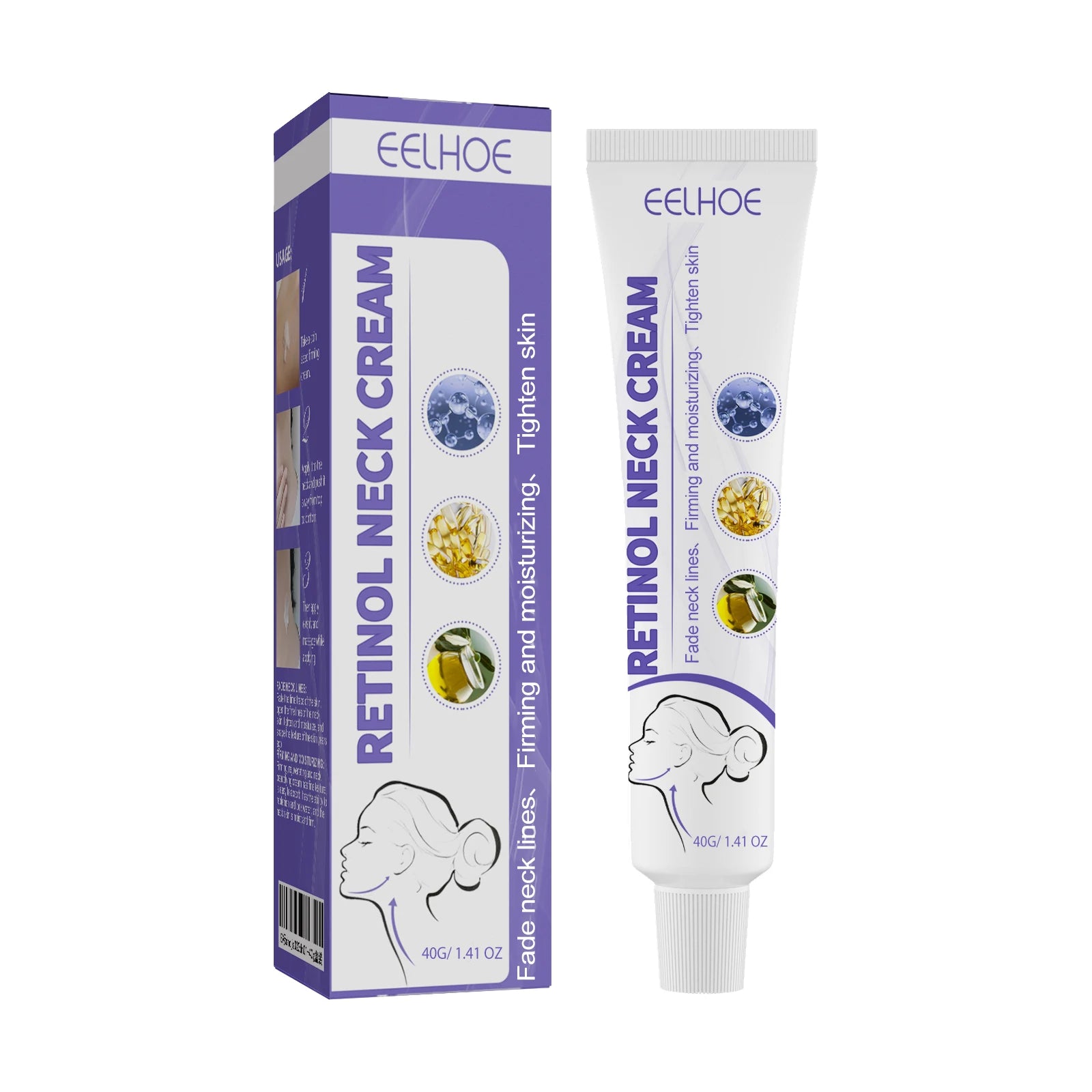 Retinol Neck Cream Lighten Neck Lines Lift Firming Double Chin Improve Elasticity Skin Moisturizer Rejuvenation Neck Skin Care Zpaxo 40ml Boxed