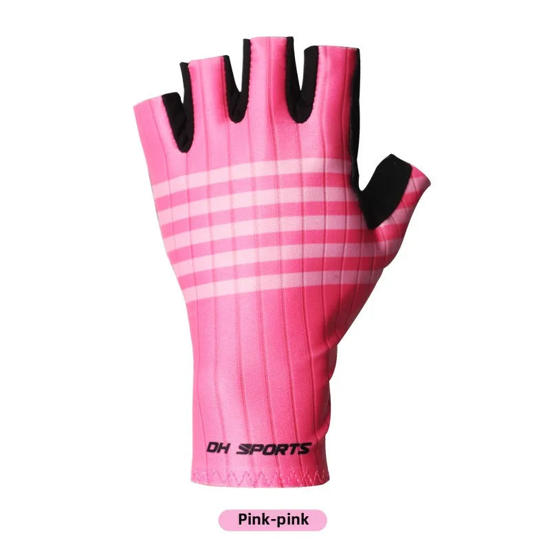 Cycling Gloves Half Finger Summer Style Bicycle Short Finger Gloves Breathable Fishing Fitness Outdoor Can Both Men and Women Zpaxo Pink Palm width7.5-8.5cm