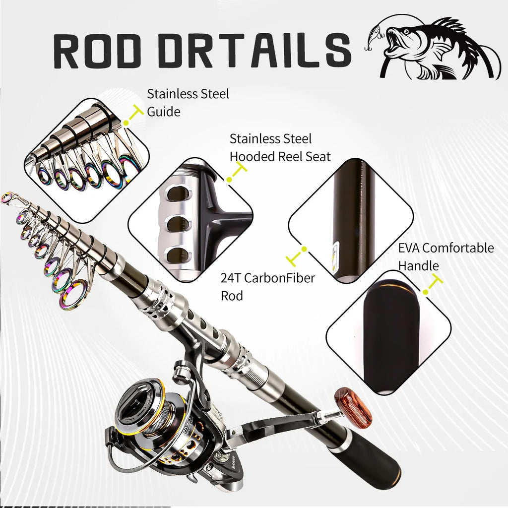 Carbon Fiber Telescopic Lure Rod & Reel Set – Sea & Freshwater