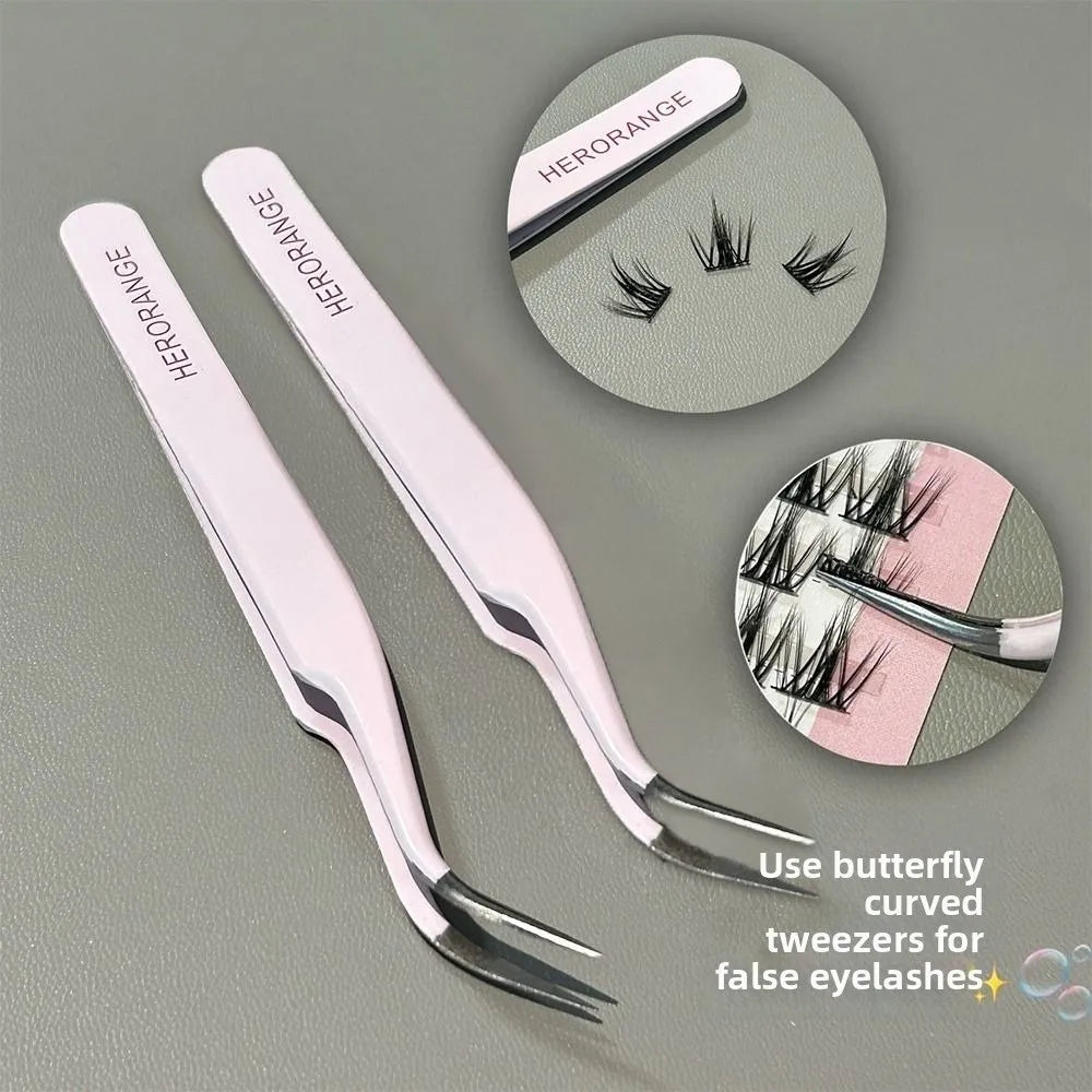 Straight Tweezers Curved Stainless Steel Lashes Applicator Purple Zpaxo