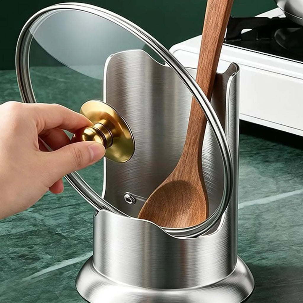Spoon Rest Stainless Steel Pot Lid Cooking Utensil Storage Stand